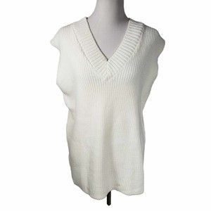 Cream Sweater Vest Pullover Sleeveless Sweater Knit Top Unbranded